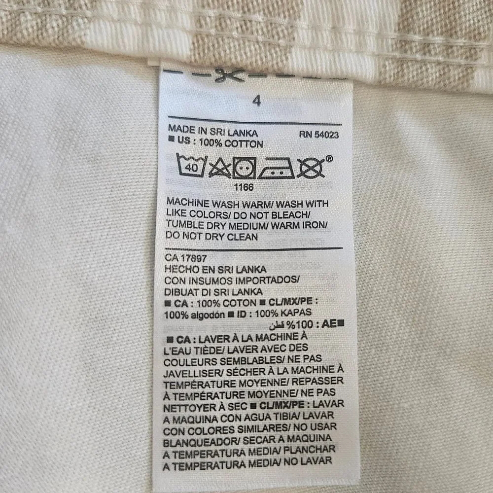 Old Navy Vertical Stripe Button-Front Mini Skirt in Beige and White